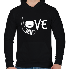 PRINTFASHION Love hockey - Férfi kapucnis pulóver - Fekete férfi pulóver, kardigán