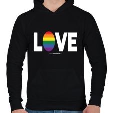 PRINTFASHION LOVE - humanista - LMBT / LMBTQI (131) - Férfi kapucnis pulóver - Fekete férfi pulóver, kardigán