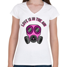 PRINTFASHION love is in the air - Női V-nyakú póló - Fehér női póló