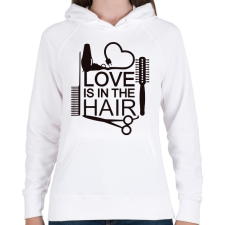 PRINTFASHION Love is in the HAIR - Női kapucnis pulóver - Fehér női pulóver, kardigán