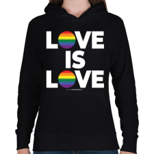 PRINTFASHION LOVE IS LOVE - humanista - LMBT / LMBTQI (128) - Női kapucnis pulóver - Fekete női pulóver, kardigán