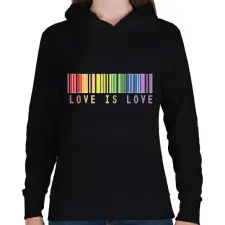 PRINTFASHION Love is love - Női kapucnis pulóver - Fekete női pulóver, kardigán
