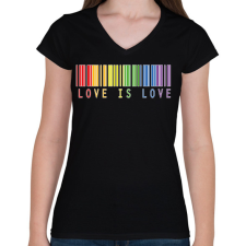 PRINTFASHION Love is love - Női V-nyakú póló - Fekete női póló