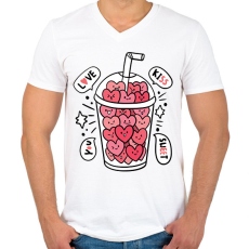 PRINTFASHION Love ital - Férfi V-nyakú póló - Fehér