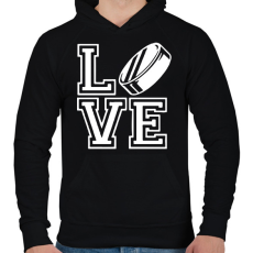 PRINTFASHION Love koronggal - Férfi kapucnis pulóver - Fekete