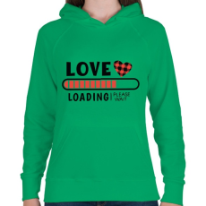 PRINTFASHION Love loading - Női kapucnis pulóver - Zöld