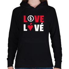PRINTFASHION LOVE LÓVÉ 3 - Női kapucnis pulóver - Fekete női pulóver, kardigán