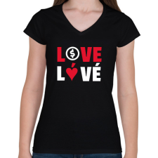 PRINTFASHION LOVE LÓVÉ 3 - Női V-nyakú póló - Fekete női póló