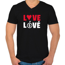 PRINTFASHION LOVE LÓVÉ 4 - Férfi V-nyakú póló - Fekete férfi póló
