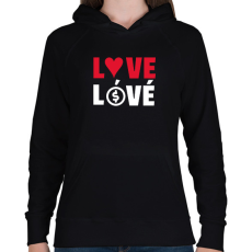 PRINTFASHION LOVE LÓVÉ 4 - Női kapucnis pulóver - Fekete