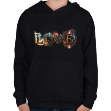 PRINTFASHION LOVE - Magic fonts - Varázslatos betűkkel írt szerelmes felirat - Gyerek kapucnis pulóver - Fekete gyerek pulóver, kardigán