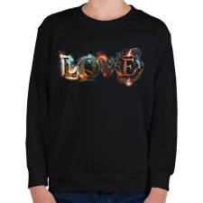 PRINTFASHION LOVE - Magic fonts - Varázslatos betűkkel írt szerelmes felirat - Gyerek pulóver - Fekete gyerek pulóver, kardigán