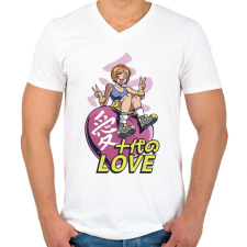 PRINTFASHION Love-manga - szerelem - Férfi V-nyakú póló - Fehér férfi póló