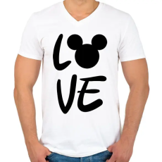 PRINTFASHION Love Mickey - Férfi V-nyakú póló - Fehér