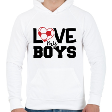 PRINTFASHION Love my boys - Férfi kapucnis pulóver - Fehér férfi pulóver, kardigán