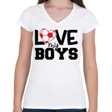 PRINTFASHION Love my boys - Női V-nyakú póló - Fehér női póló