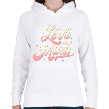 PRINTFASHION Love my mom, szeretem az anyukám - Női kapucnis pulóver - Fehér női pulóver, kardigán