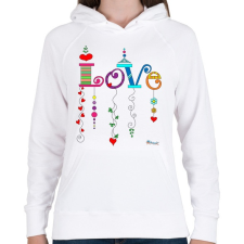 PRINTFASHION Love - Női kapucnis pulóver - Fehér női pulóver, kardigán