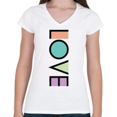 PRINTFASHION LOVE - Női V-nyakú póló - Fehér