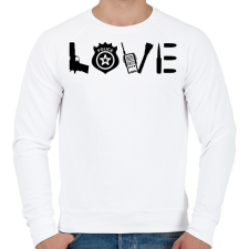PRINTFASHION Love Police - Férfi pulóver - Fehér férfi pulóver, kardigán