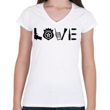 PRINTFASHION Love Police - Női V-nyakú póló - Fehér női póló