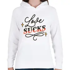 PRINTFASHION Love sucks - Női kapucnis pulóver - Fehér női pulóver, kardigán