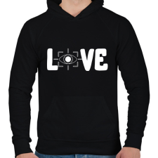 PRINTFASHION Love szemvizsgálat  - Férfi kapucnis pulóver - Fekete férfi pulóver, kardigán