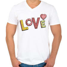 PRINTFASHION LOVE- szerelem - Férfi V-nyakú póló - Fehér férfi póló