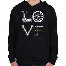 PRINTFASHION Love - Szerszámok - Gyerek kapucnis pulóver - Fekete