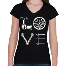 PRINTFASHION Love - Szerszámok - Női V-nyakú póló - Fekete