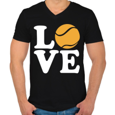PRINTFASHION Love Tennis - Férfi V-nyakú póló - Fekete férfi póló