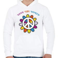 PRINTFASHION Love the world - Férfi kapucnis pulóver - Fehér férfi pulóver, kardigán