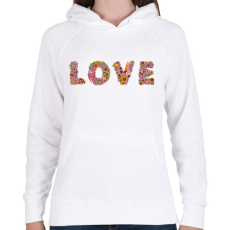 PRINTFASHION LOVE virág - Női kapucnis pulóver - Fehér