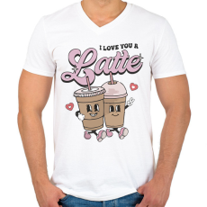 PRINTFASHION Love you a latte - Férfi V-nyakú póló - Fehér