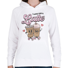 PRINTFASHION Love you a latte - Női kapucnis pulóver - Fehér női pulóver, kardigán