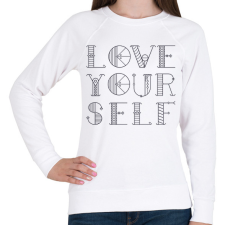 PRINTFASHION Love yourself - Női pulóver - Fehér női pulóver, kardigán