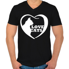 PRINTFASHION Lovecats - Férfi V-nyakú póló - Fekete férfi póló