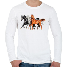 PRINTFASHION Lóverseny - Férfi hosszú ujjú póló - Fehér férfi póló