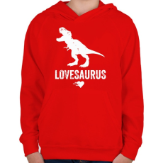 PRINTFASHION Lovesaurus - Gyerek kapucnis pulóver - Piros
