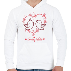 PRINTFASHION Loving birds - Férfi kapucnis pulóver - Fehér