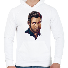 PRINTFASHION Lucifer - Férfi kapucnis pulóver - Fehér férfi pulóver, kardigán