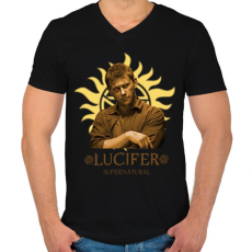 PRINTFASHION LUCIFER SUPERNATURAL - Férfi V-nyakú póló - Fekete