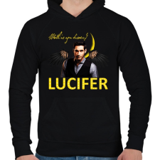PRINTFASHION lucifer-wath is you disaer - Férfi kapucnis pulóver - Fekete férfi pulóver, kardigán