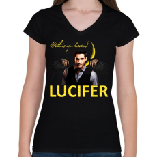 PRINTFASHION lucifer-wath is you disaer - Női V-nyakú póló - Fekete