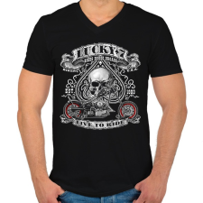 PRINTFASHION lucky7 - Férfi V-nyakú póló - Fekete férfi póló