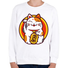 PRINTFASHION Lucky cat - Maneki neko - Gyerek pulóver - Fehér gyerek pulóver, kardigán