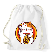 PRINTFASHION Lucky cat - Maneki neko - Sportzsák, Tornazsák - Fehér tornazsák