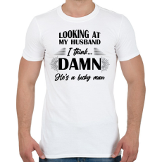 PRINTFASHION Lucky husband - Férfi póló - Fehér