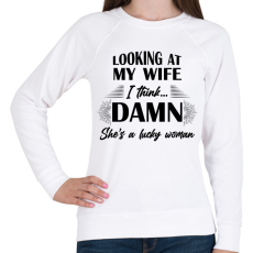 PRINTFASHION Lucky wife - Női pulóver - Fehér