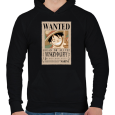 PRINTFASHION luffy körözési plakát (elmosott) - Férfi kapucnis pulóver - Fekete